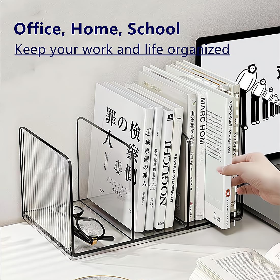 Acrylic Desk File Organizer,Office Desktop Binder File Folder Mail Organizer,Handbag Purse Book record Magazine Holder (2 Pack)