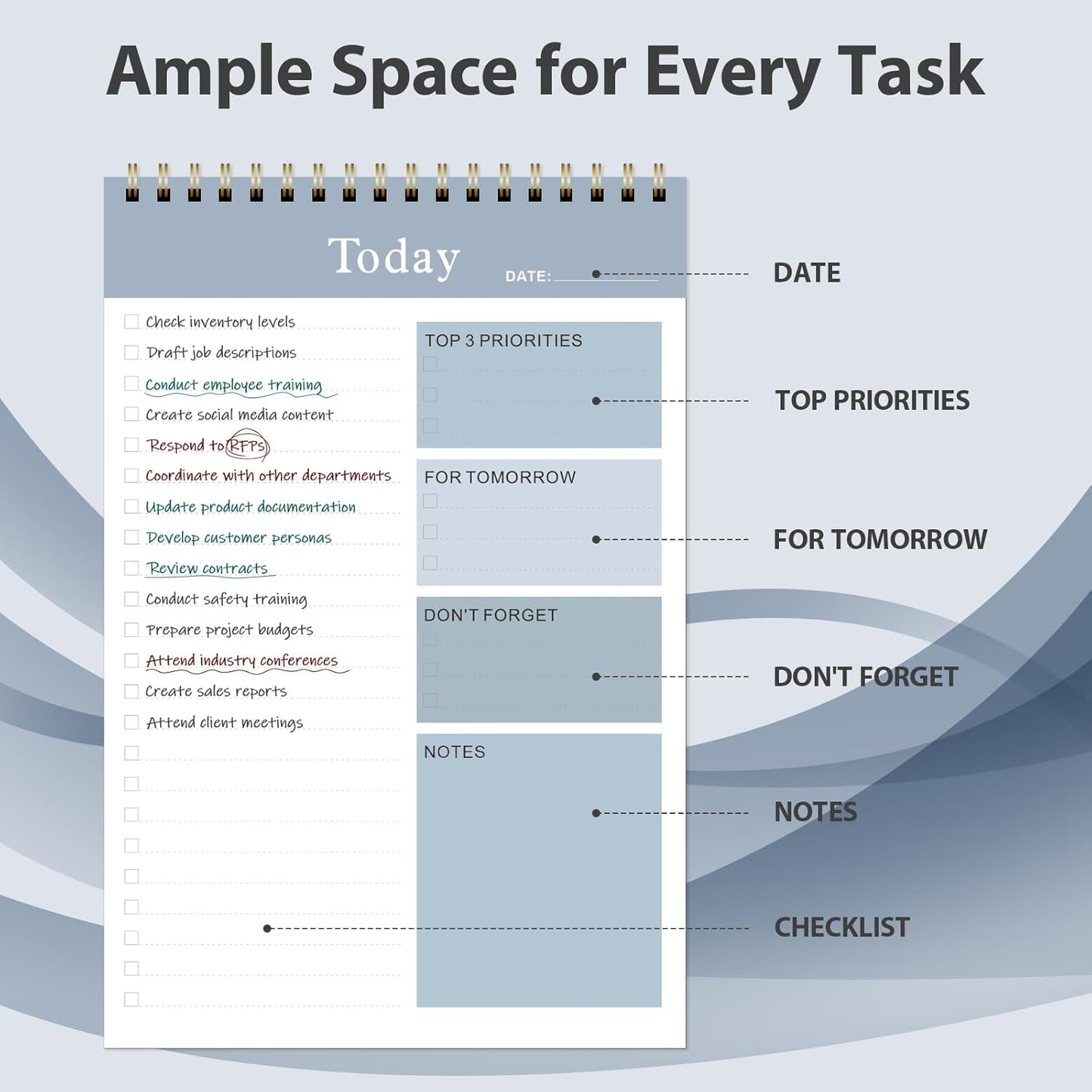 Weekly To Do List Notepad, Undated Planner with 52 Sheets (6.5''x8.9''), Desk Weekly Planner for Women & Man, Home School & Work