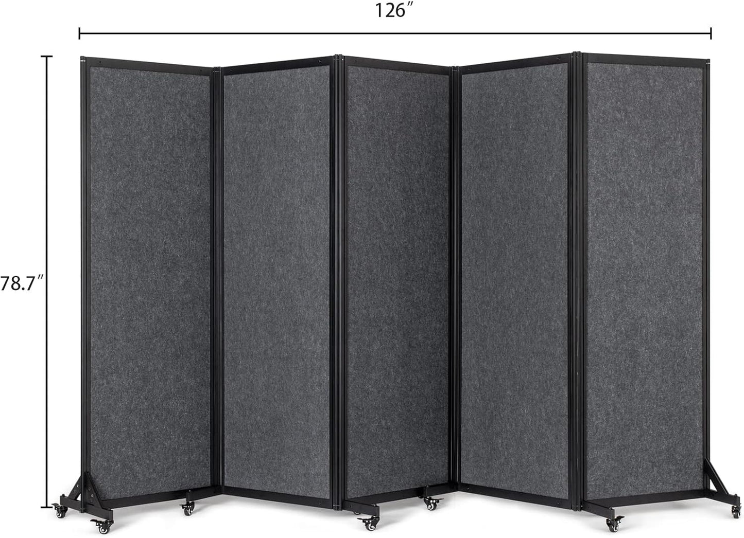 Office Divider,Room Partition, Privacy Partition Separator,Portable Commercial Screen Dividers,Classroom School Dividers,10'6"W x 6'7"H,5 Panel,Grey