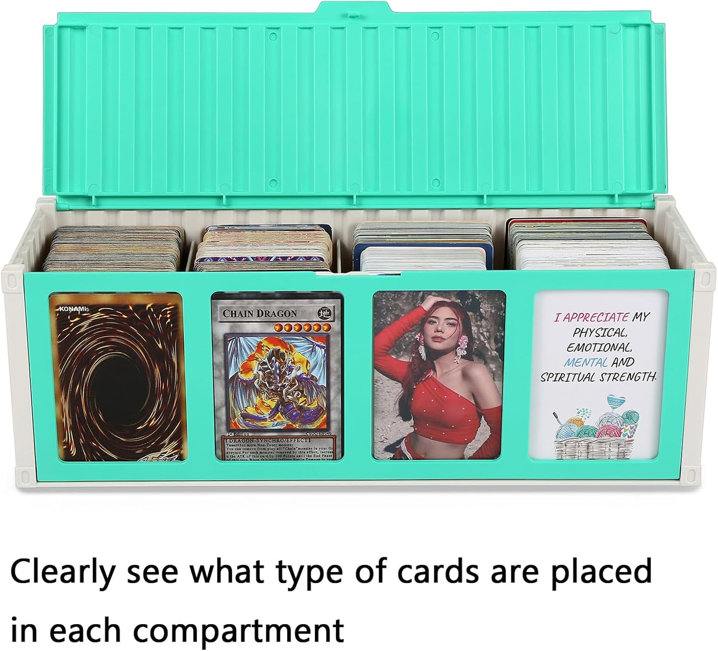 2 Pack Green Trading Card Storage Box Holds 1600 Cards, Plastic Playing Sports Baseball Card Case, Collectible Card Organizer Bin, Only suitable for Nnsleeved Cards