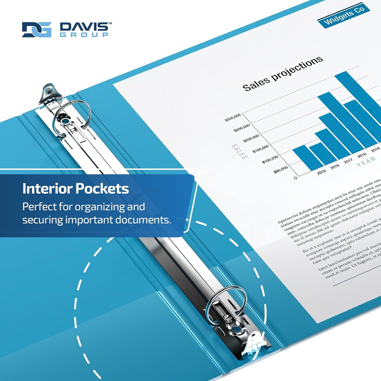 Easyview Premium 3-Ring Binders with Clear-View Covers and Round Rings, Binders for School or Office, 1.5 Inch, Pack of 6, Turquoise
