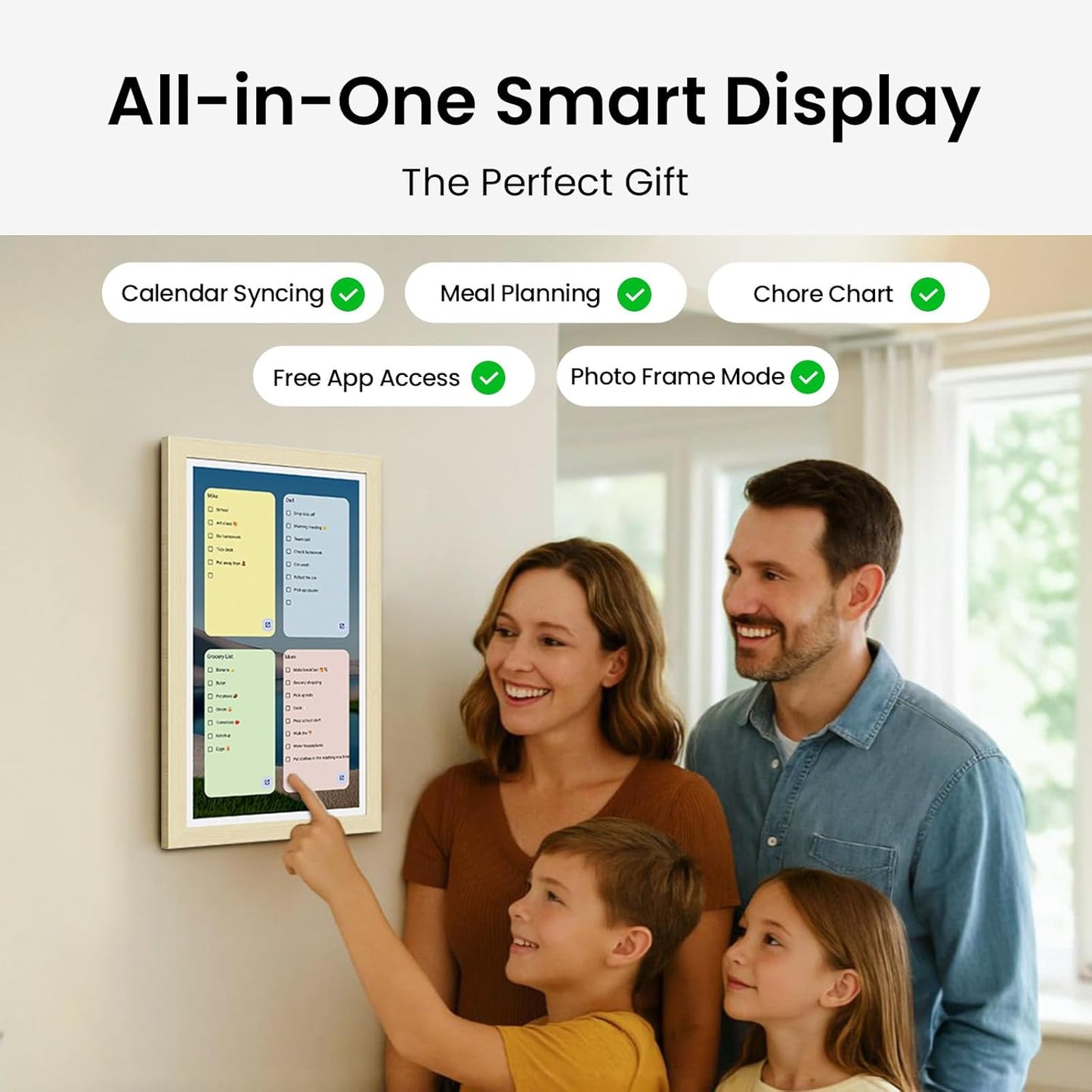 ApoloSign Digital Calendar: Electronic Calendar, Smart Touchscreen Interactive Display for Chore Chart, Family Schedules Planner, Supports All Apps via Google Play (Yellow, 15.6-inch)
