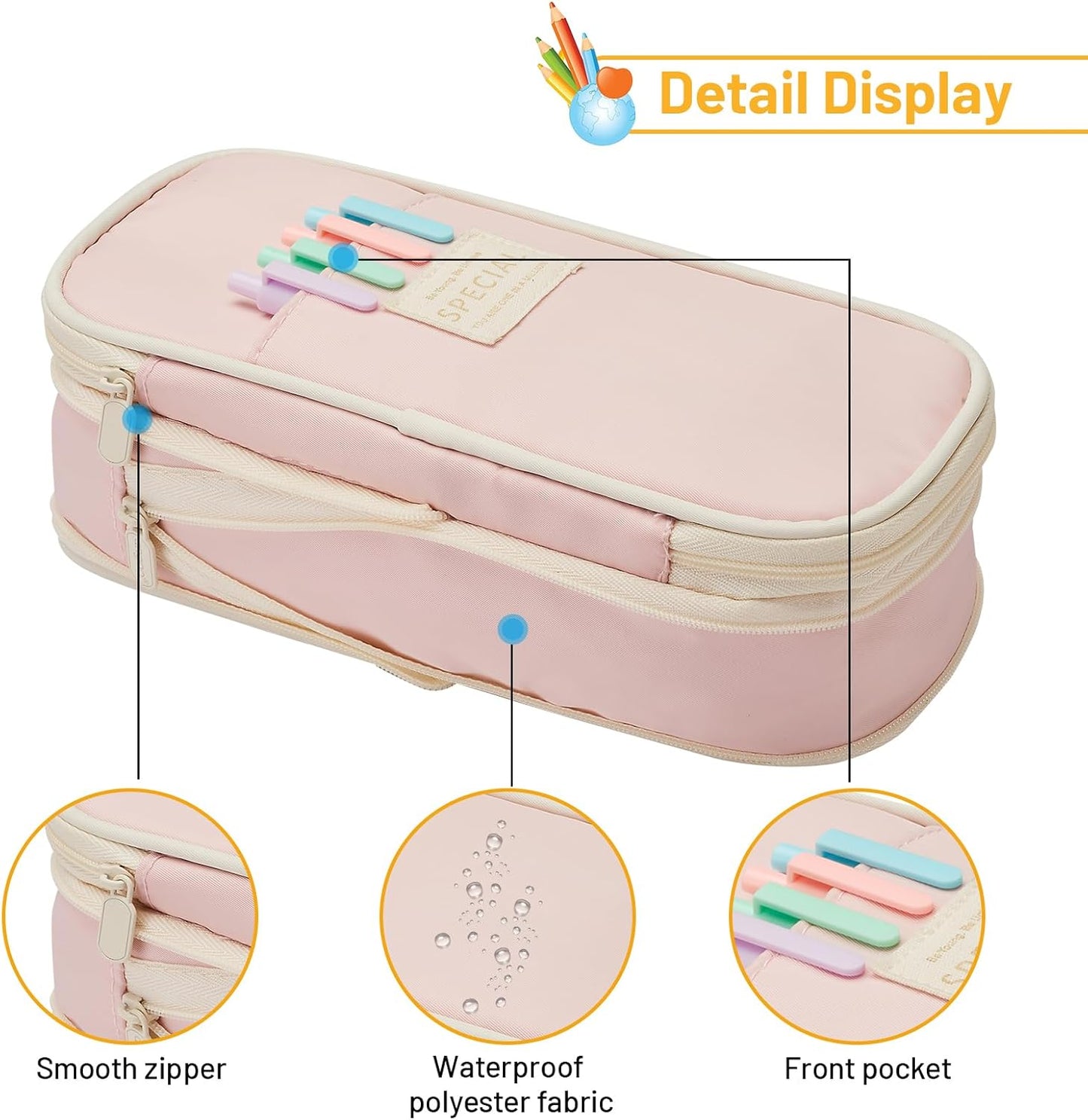 Sonuimy Large Capacity Pencil Case Pouch, Cute Aesthetic Big Capacity Zipper Pencil Cases Pen Portable Office Stationery Makeup Bag, Desk Organizer for College Adults Women Men- Green