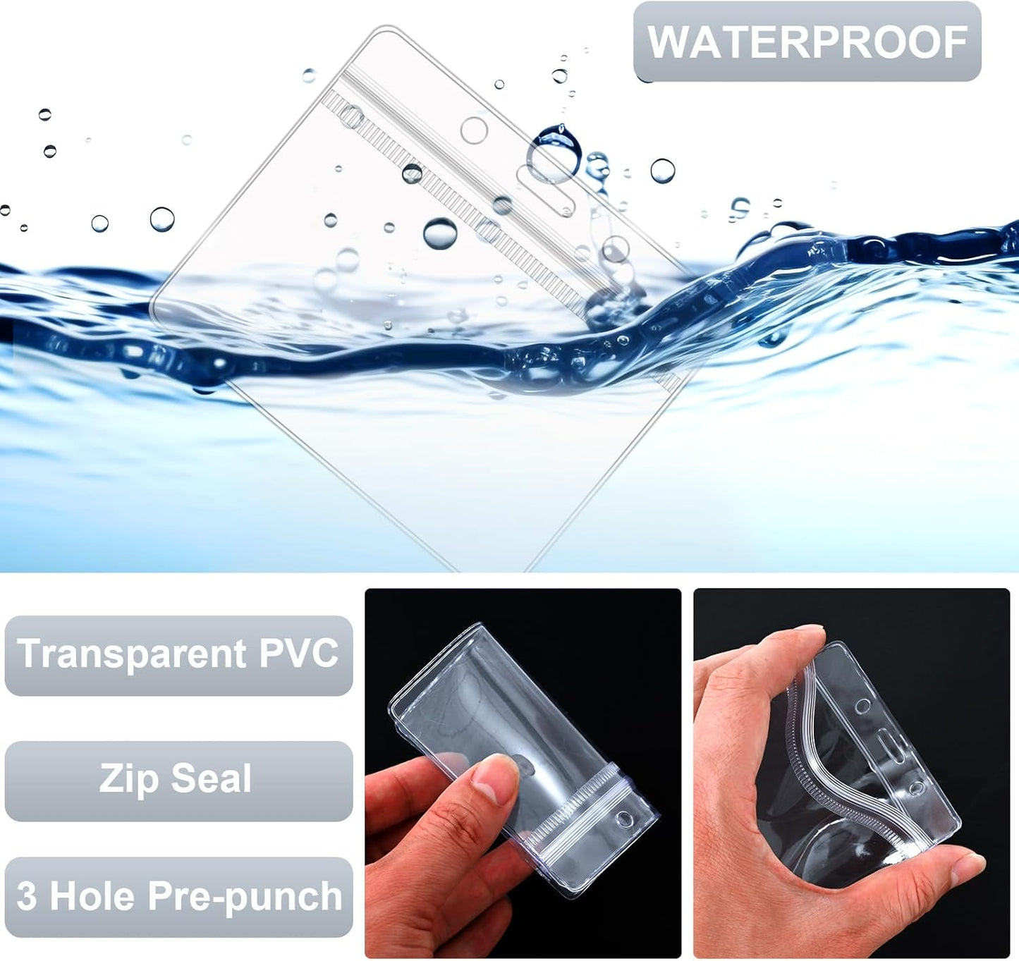 100 Pack Lanyards for ID Badges with Clear Name Tags, Reusable Lanyards Horizontal ID Card Badge Holders Plastic Name Badges for Men Women Kids Business School and Office Supplies (Gray)