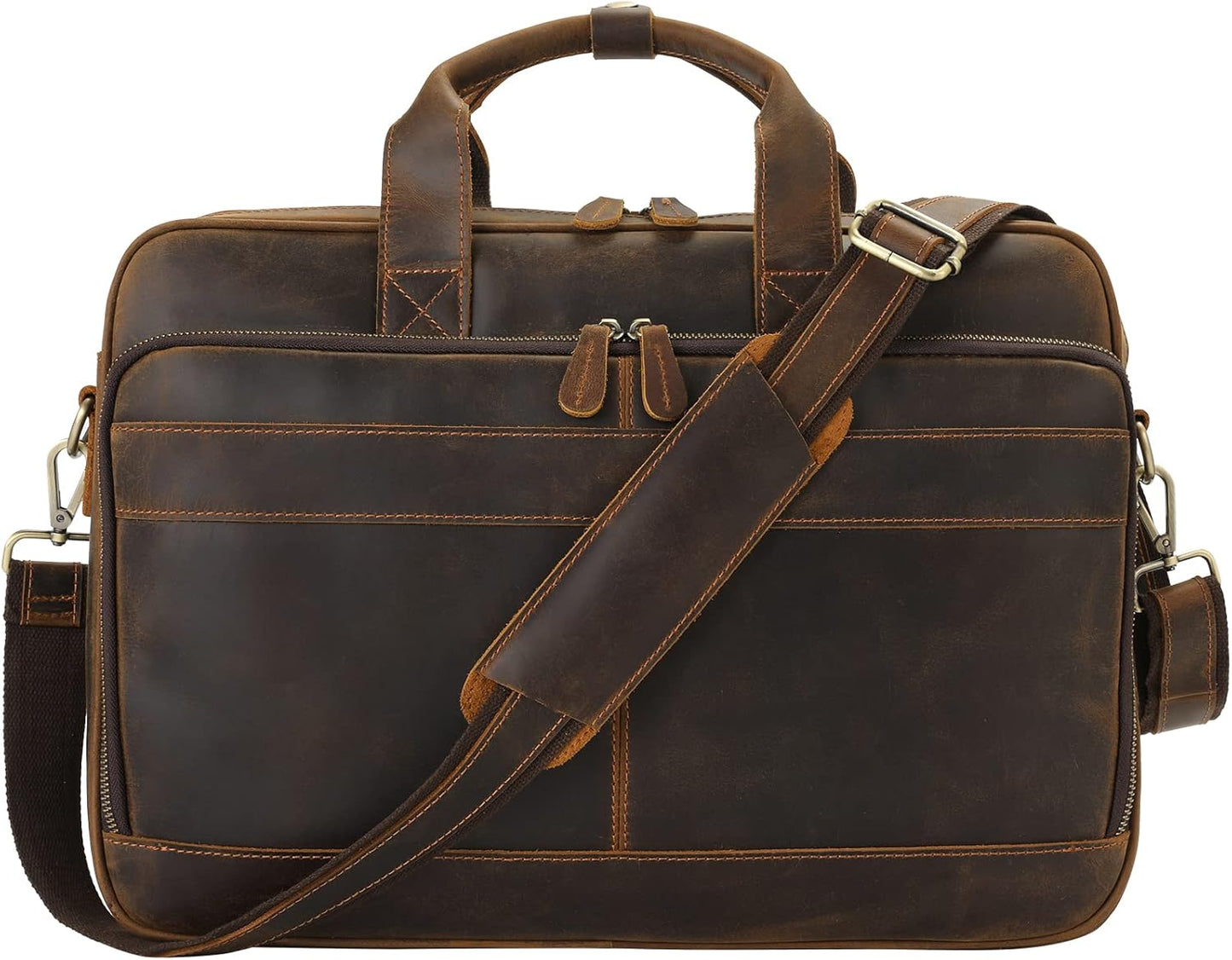 Jack&Chris Leather Briefcase for Men,Business Travel Laptop Messenger Bags