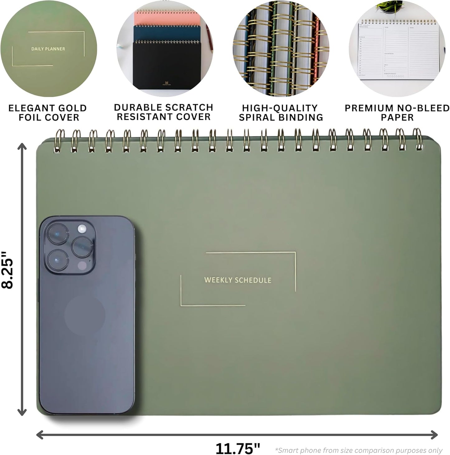 Undated Weekly Schedule | Business Planner | 8.25” x 11.75” ADHD Organizer | Premium Multi-Layout Schedule | White | Landscape Layout