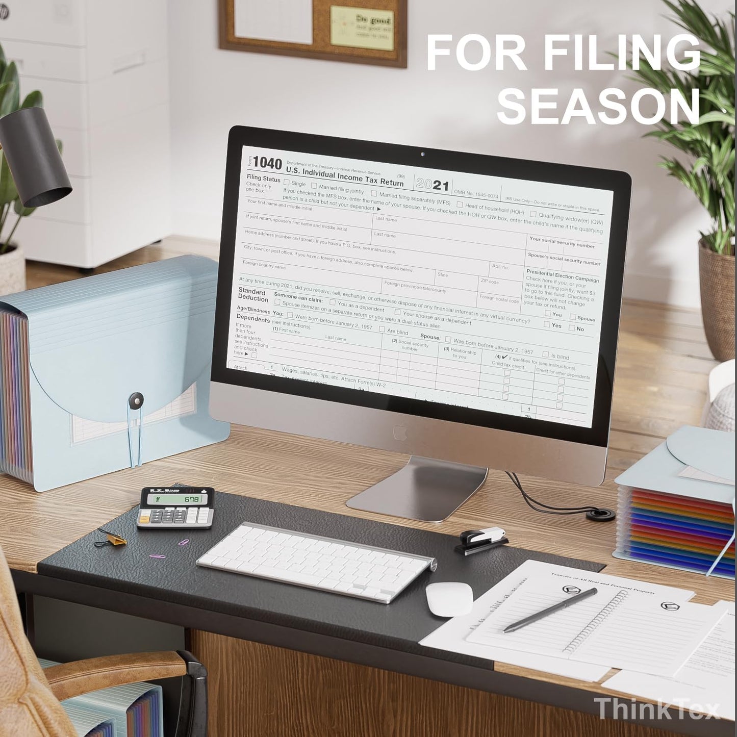 ThinkTex Accordion File Organizer, 12 - Pocket Expanding File Folders for Paper Receipts, Bill&Taxes Organizer, Letter/A4 Size Document Holder for School, Office, Home with Colorful tabs-Light Blue