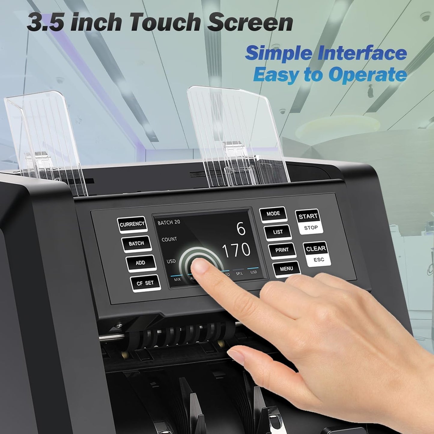 N70A Business Grade Money Counter Machine with 2CIS/UV/MG/IR Counterfeit Detection, Serial Number Reading,Mixed Denomination,Bill Counter High Speed for Store, Small Business, Office