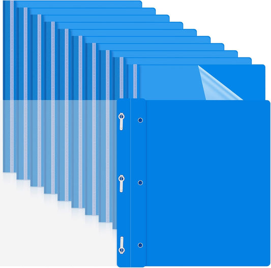 Teling 72 Pack Clear Front Report Covers Bulk Business Report Covers Plastic Presentation Folders Resume Portfolio Folder Paper Binder with 3 Prongs for Presentation Document School Office (Blue)