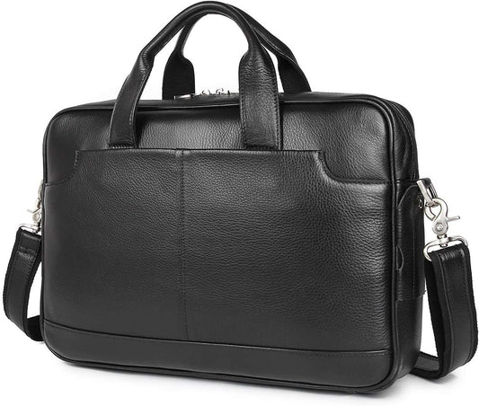 Augus Leather Laptop Briefcase for Men,Waterproof Travel Messenger Duffle Bags 15.6 Inch Laptop Bag