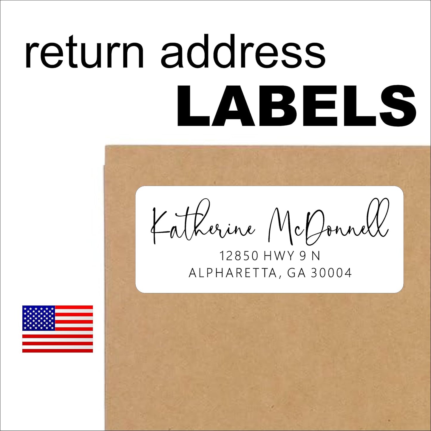 White Address Labels - Personalized Name Stickers, Custom Printed Return Mailing and Shipping Labels for Envelopes, Packages, Business, Home Use (Signature)