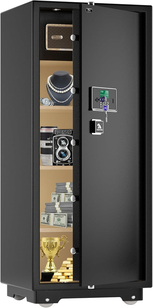【US STOCK】TIGERKING 17.6 Cubic Feet Extra Large Heavy Duty Safe Box, Home Safe with Double Safety Key Lock and Separate Lock Box, Digital safe with 3 Removable Shelf for Home Hotel Office,235lbs