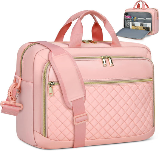 NEWHEY Laptop Bag 17.3 Inch Laptop Briefcase for Women Men Waterproof Shoulder Messenger Bag Large Computer Bag for Business Office Work College, Pink