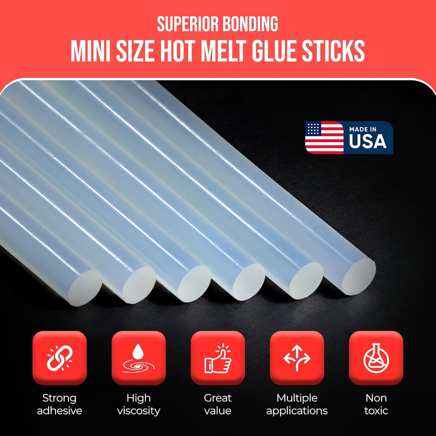 Mini Size Hot Melt Glue Sticks for Glue Gun - Bulk 4in Green Glue Sticks - Great for Art Craft Repairs & Compatible w/Most Glue Guns - 5/16" X 4" (24 Sticks) - Made in USA