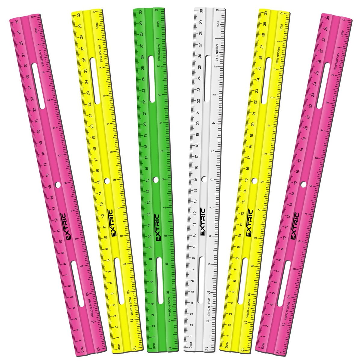 Clear Plastic Rulers 12 Inch, Rulers Bulk for Classroom Assorted Colors 6 Count Metric and Inches Ruler, Shatterproof Ruler 12 Inch