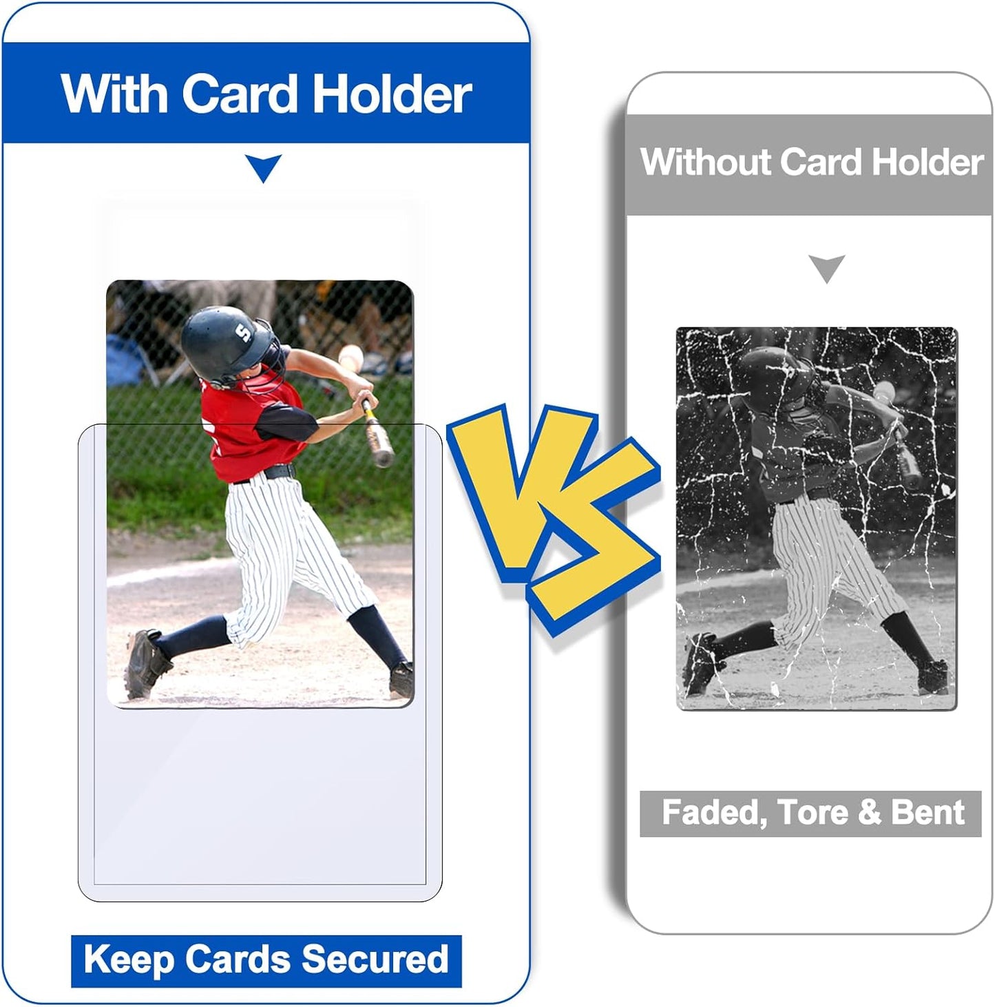 200 Topload Card Holder and 200 Clear Sleeves, Sooez 35 PT Topload Card Protectors, 3" x 4" Hard Plastic Card Sleeves Baseball Card Protector, Rigid Toploading Card Case for Collectible Trading Cards