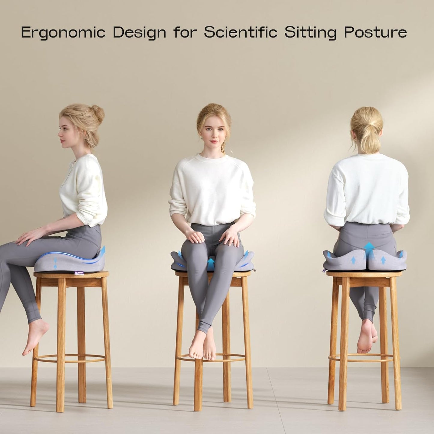 Seat Cushions for Office Chairs - Patented Extra Large Seat Cushion 21.2" W x 16.5" L - Memory Foam Seat Cushion for Tailbone Pain Relief, Sitting Pressure Relief (Light Grey)