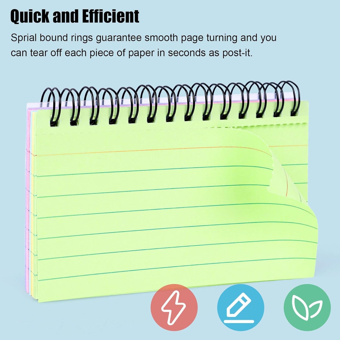 Koogel 500PCS 3x5 Index Cards, Colored Index Cards with Rings for Back to School, Ruled Flashcards Heavy Notecards with Waterproof Covers for Studying College Office Home To Do List Supplies