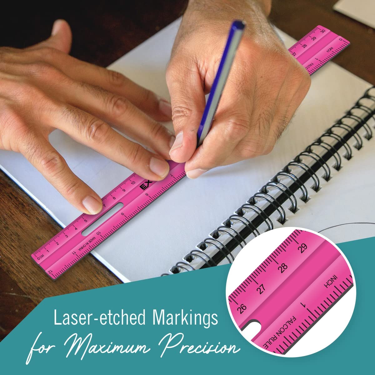 Clear Plastic Rulers 12 Inch, Rulers Bulk for Classroom Assorted Colors 6 Count Metric and Inches Ruler, Shatterproof Ruler 12 Inch