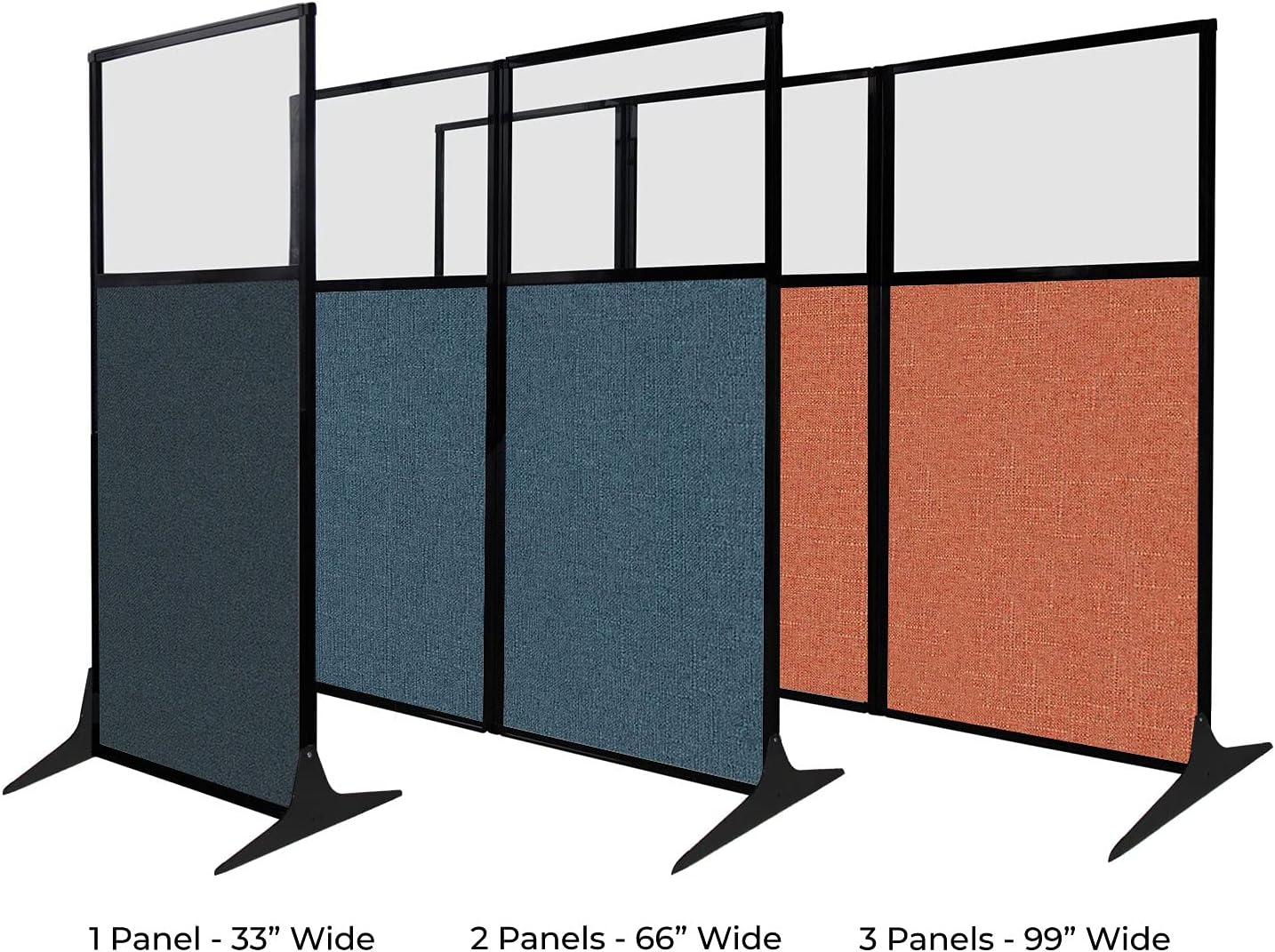 Versare Workstation Partition | Portable Wall Divider | Modern Office Cubicle | Free Standing Privacy Screen | Flexible Work Space | 66" x 70" Black Fabric Panels