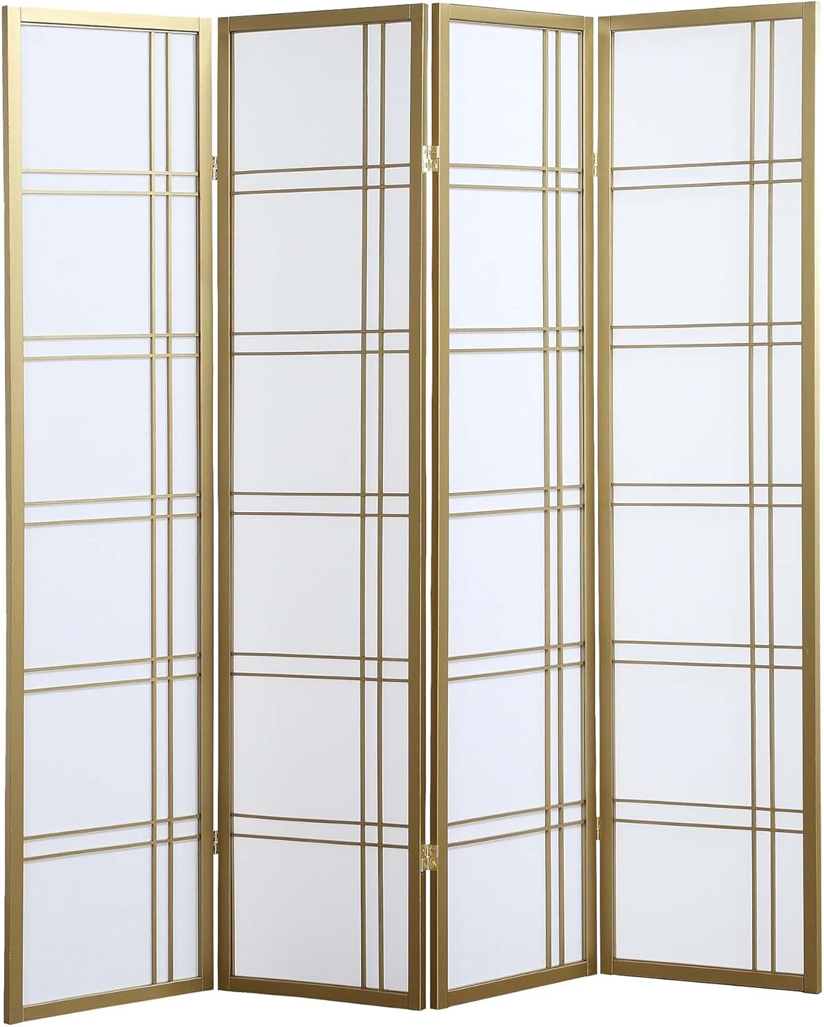 NicBex Room Divider 4 Panel Room Dividers with Paper-Looking Partition Room Dividers and Folding Privacy Screens Wall Divider for Home, Office, Room Separation,72" W x 1" D x 70" H, White+Gold