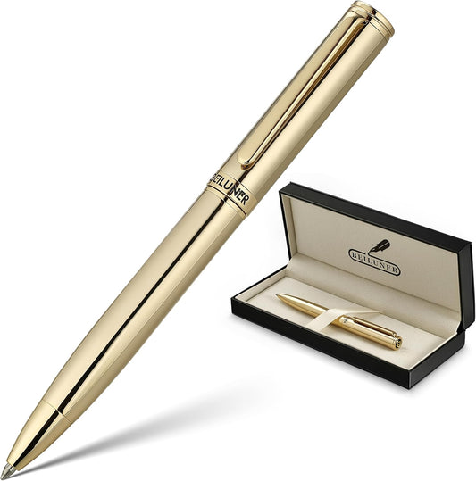 BEILUNER Gold Gel Pen, Stunning Luxury Pens with 24K Gold Plating, Black Ink Refill, Executive Gift Set for Family & Friends, Writing, Fancy, Office, Retractable, Graduation Gifts, Nice Designer Pens