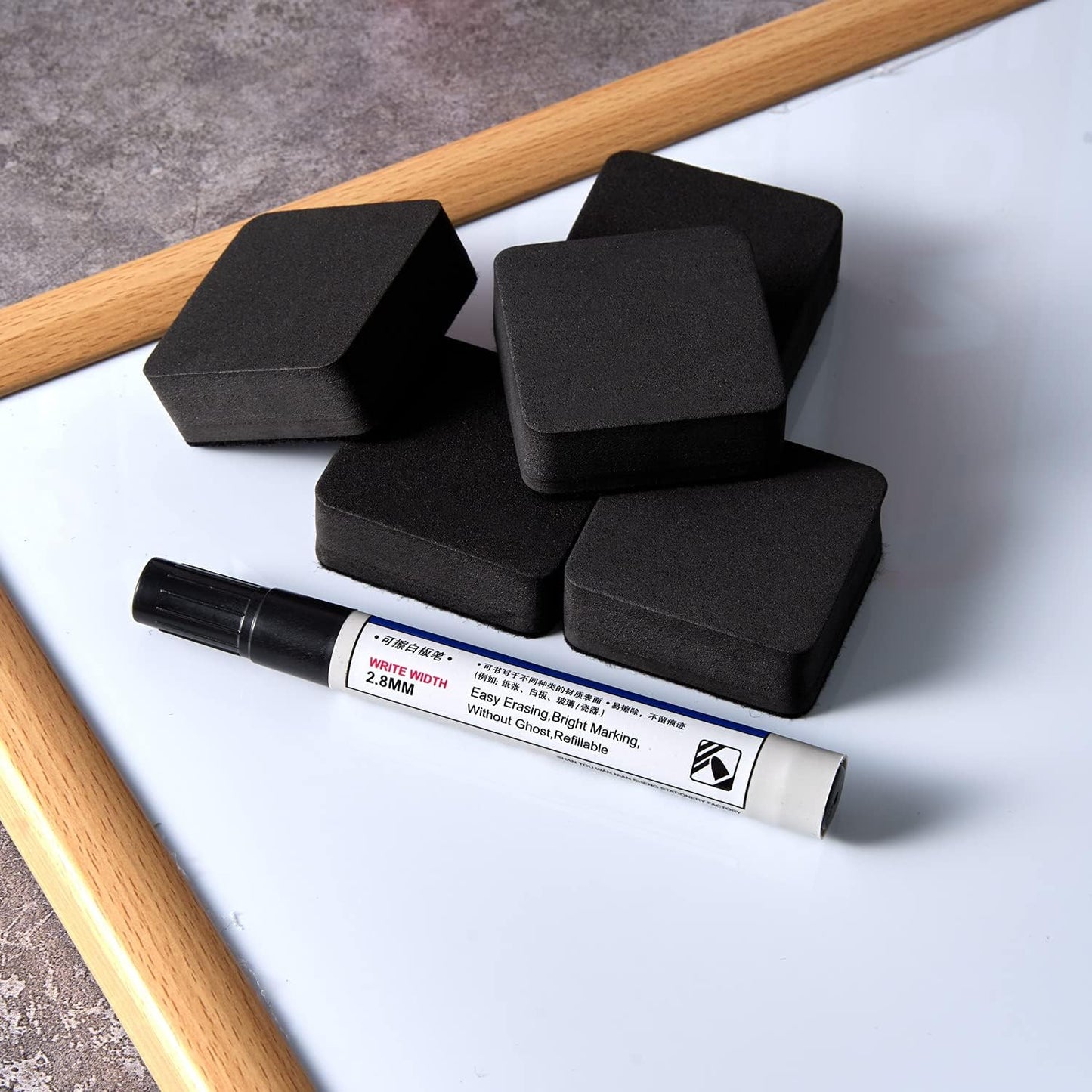 Dry Erase Erasers, Eeoyu 40 Pack Magnetic Whiteboard Dry Erasers Chalkboard Cleaner Wiper for Kids and Classroom Teacher Supplies Home and Office, Black