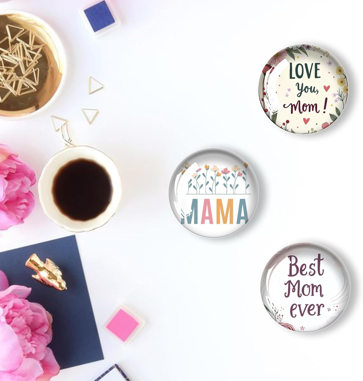 12Pcs Glass Refrigerator Magnet Fridge Sticker,Mothers Day Fridge Magnets Decoration for Crafts,Strong Fridge Magnets for Kitchen, School,Office Whiteboard, Cabinet and Dishwasher