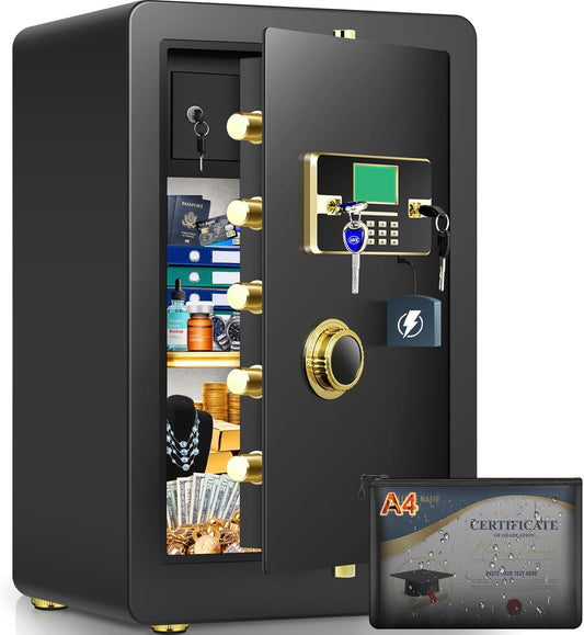 7.0 Cuft Fireproof Safe for Home, Home Safes Water and Fireproof, Safety Box with Digital Combination Lock, Fire and Water Proof Bag, Removable Shelf, Smart Alert, Safe for Money, Valuables