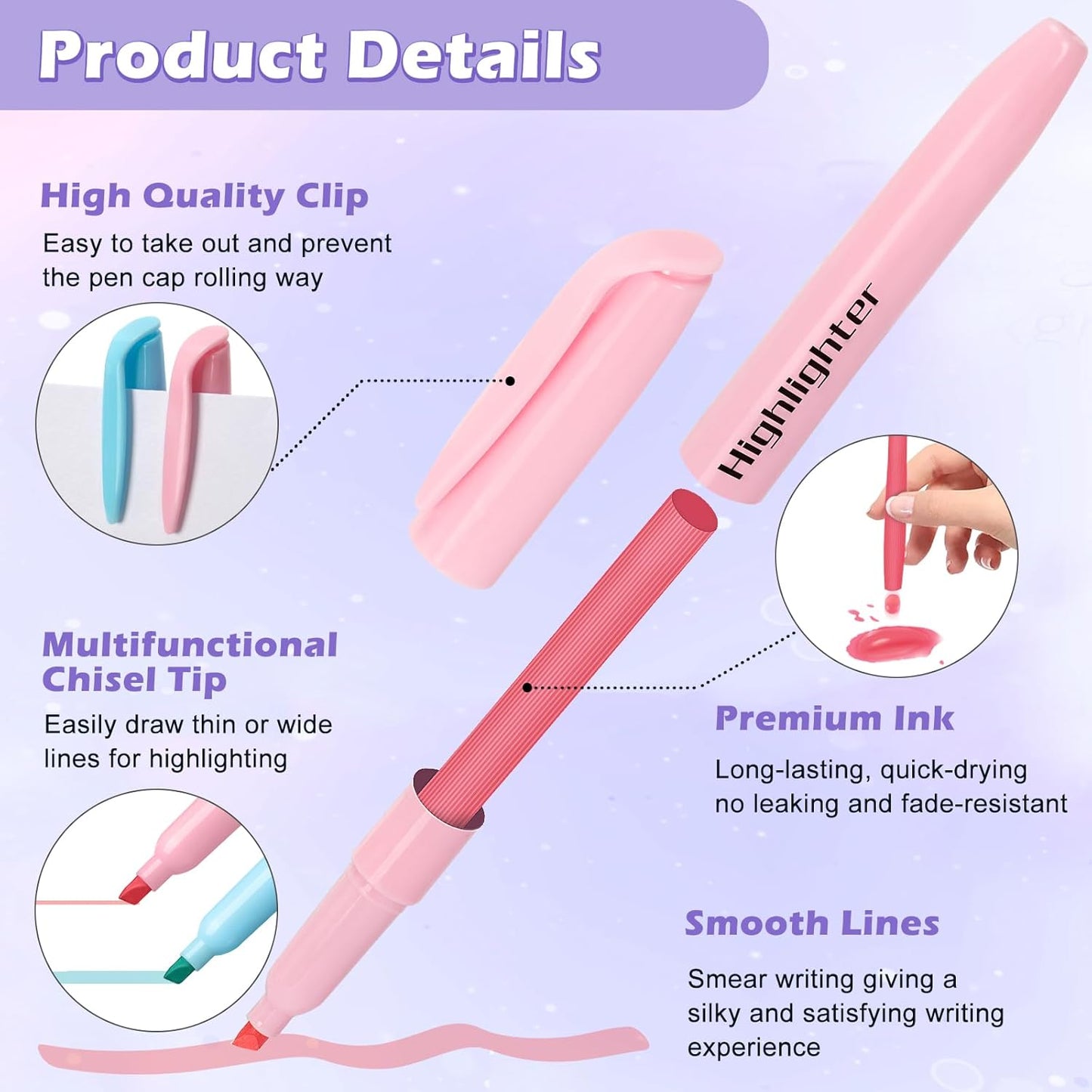 Duchong 30 Count Highlighters, Pastel Highlighters Assorted Colors Bulks, Chisel Tip Dry-Quickly Highlighter Markers for Adult Kids, Office Classroom Must Have, School Supplies for Teachers