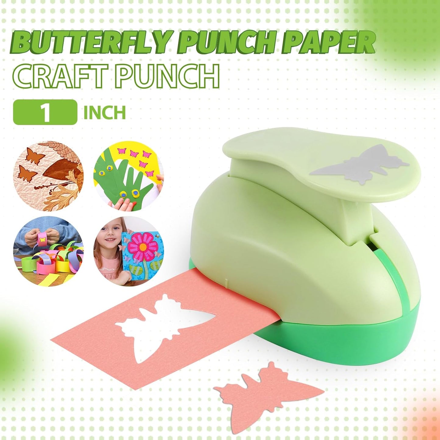 UCEC Butterfly Punch Cutter 1-inch, Paper Punches for Crafting, Craft Lever Punch Handmade, Hole Shape for Paper Crafting, Scrapbook, Cards Decoration, DIY Arts Projects
