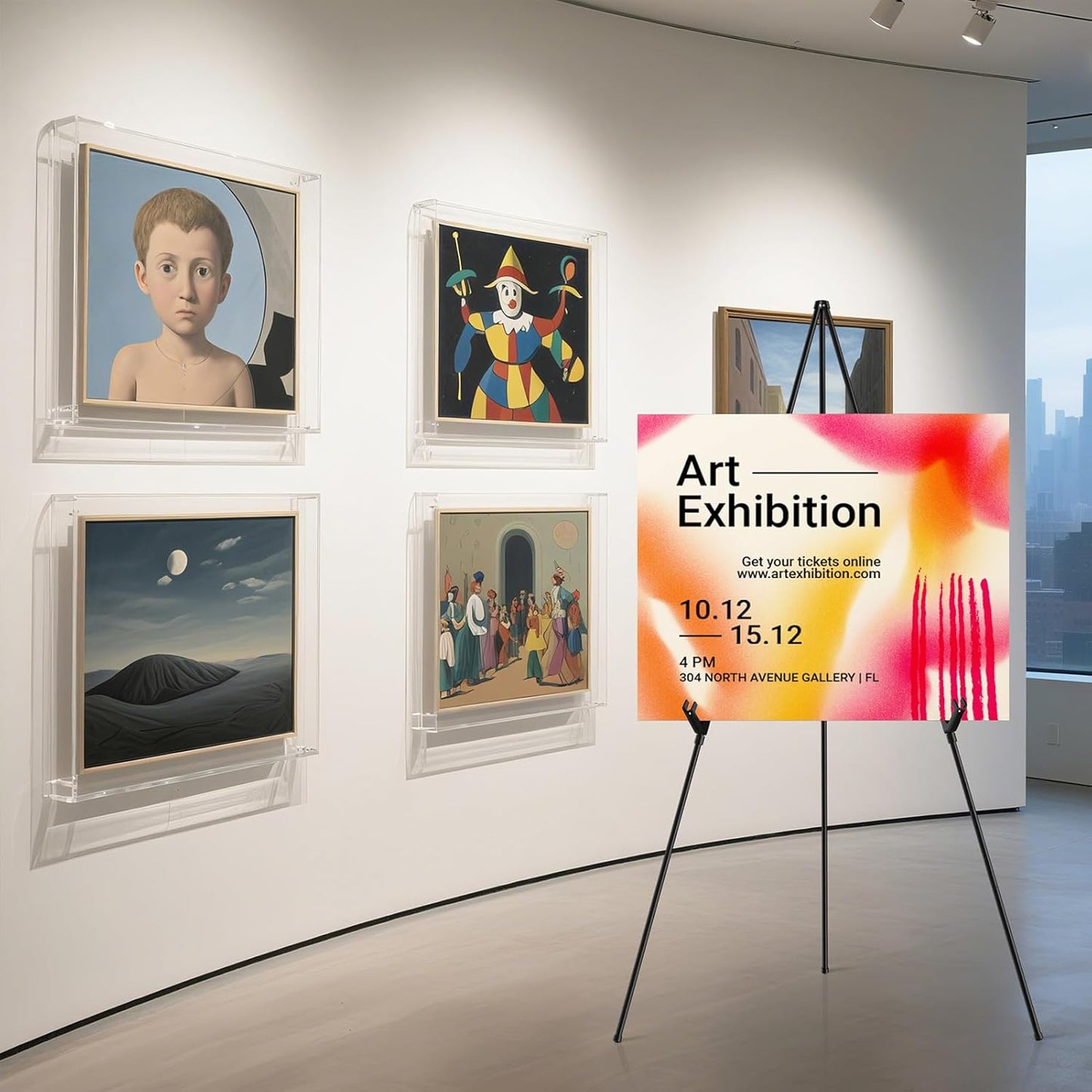 Display Black Easel Stand for Wedding Sign, Artist Instant Tripod Collapsible Portable Floor Easel for Posters, 66" Adjustable Easy Folding Metal Stand for Display Show, Arts, Painting