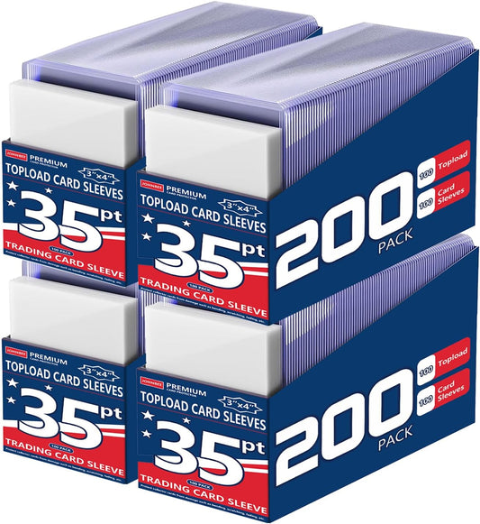 400 Card Sleeves - 3"x4" Hard Plastic Top Loaders for Cards - Trading Card Sleeve & Baseball Card Holder - Premium Topload Ablum Photocard Holder for Sports, Game & Kpop Cards (200Soft+200Hard)
