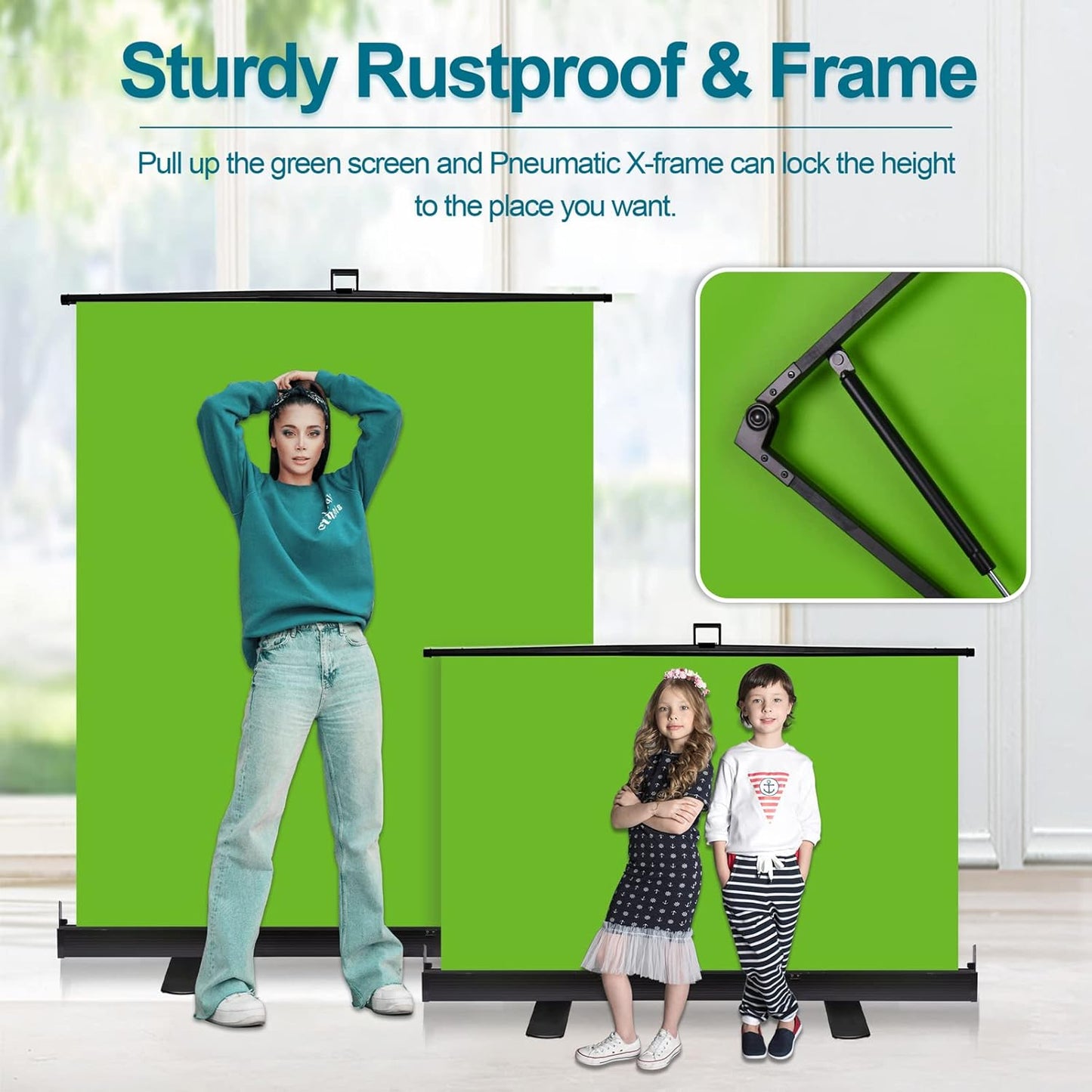 EMART Collapsible Chromakey Backdrop,2-in-1 Green Blue Screen,Double-Sided Retractable Auto-Locking Frame Background Panel for Photo Studio Video Photoshoot