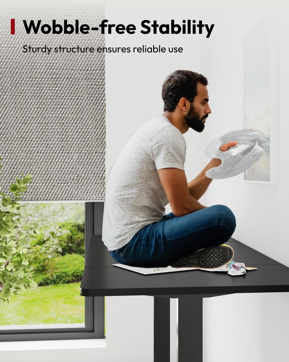 SANODESK Standing Desk Height Adjustable Electric Stand up Desk 63x28 Inches Sit Stand Home Office Desk with Splice Board, Black Frame/Black Top