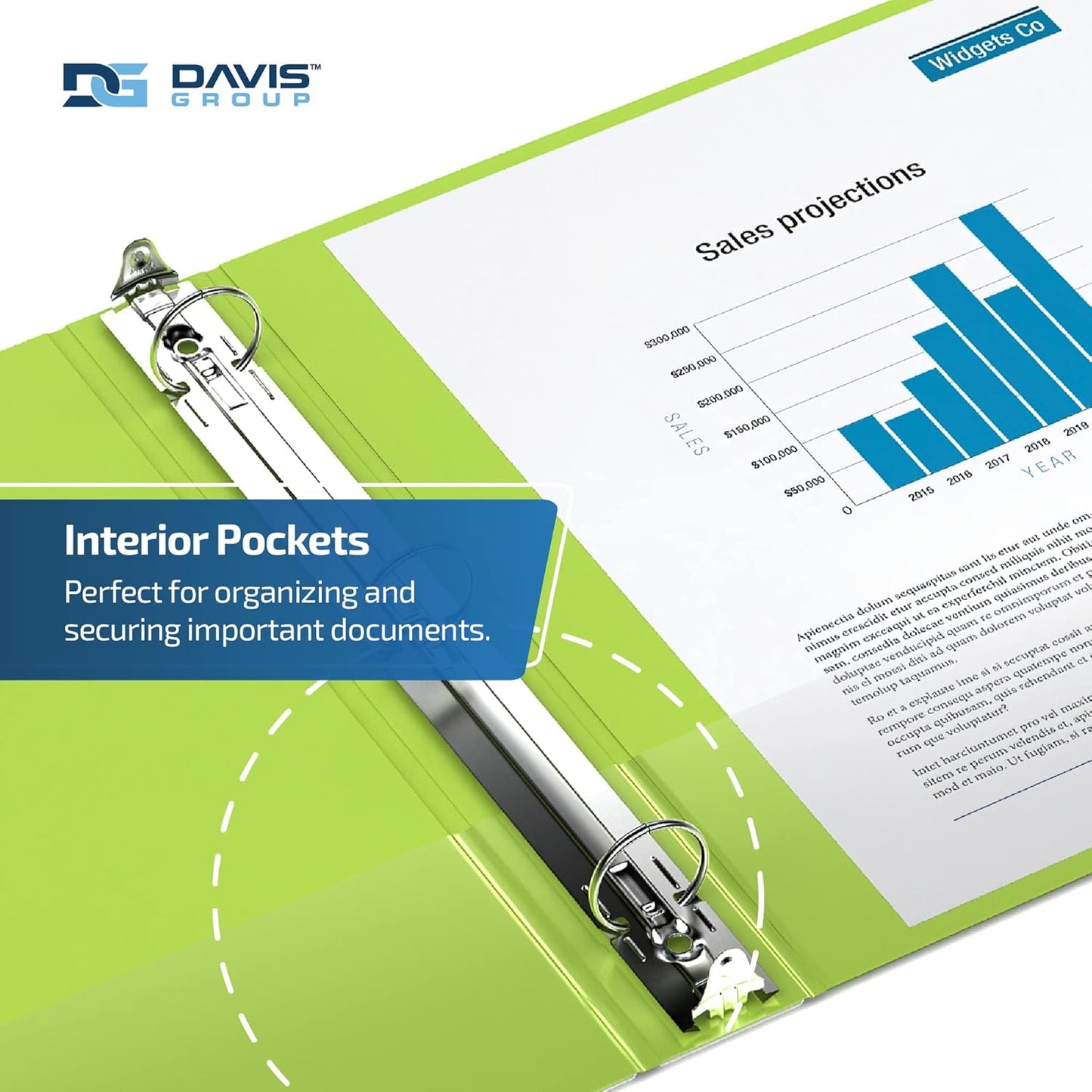 Easyview Premium 3-Ring Binders with Clear-View Covers and Round Rings, Binders for School or Office, 1 Inch, Pack of 6, Lime Green