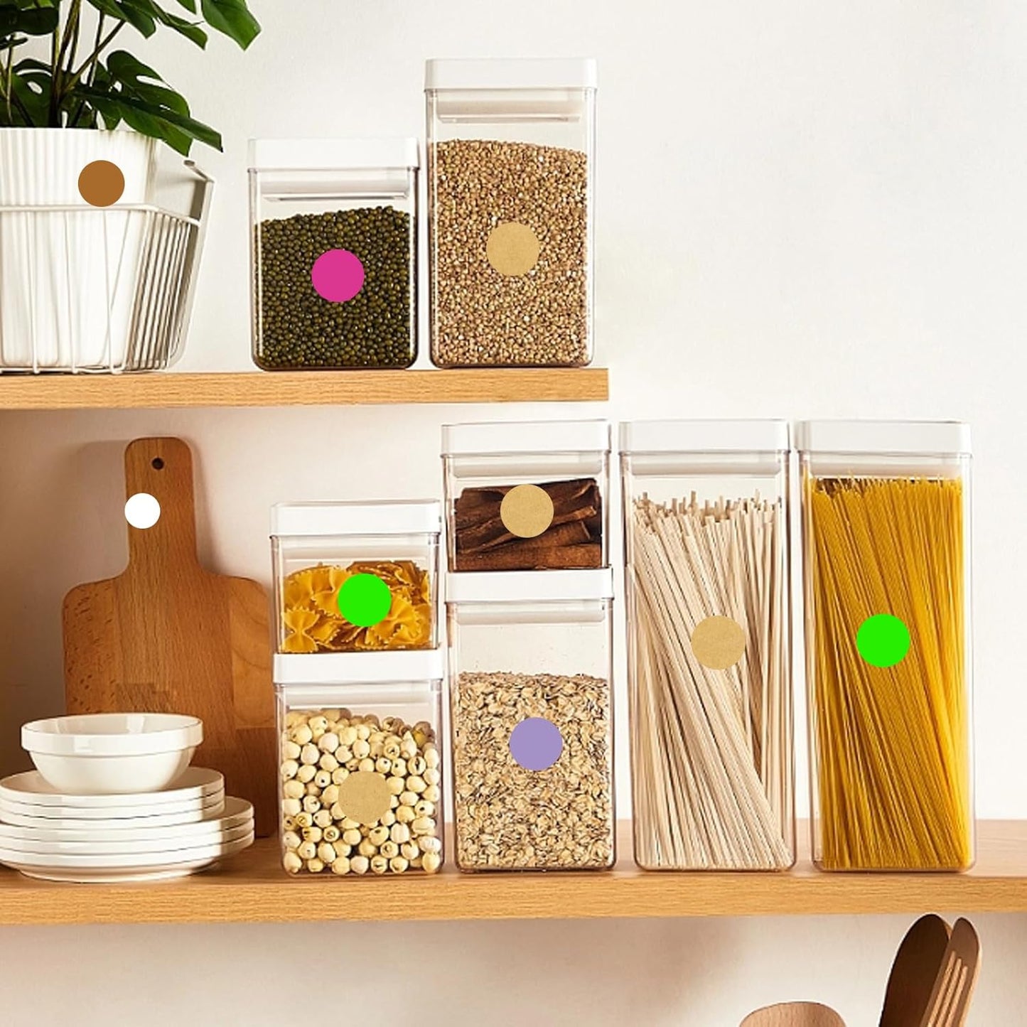 0.75 Inch Round Label Removable Color Code Dot Stickers (1050 Pack,Kraft)