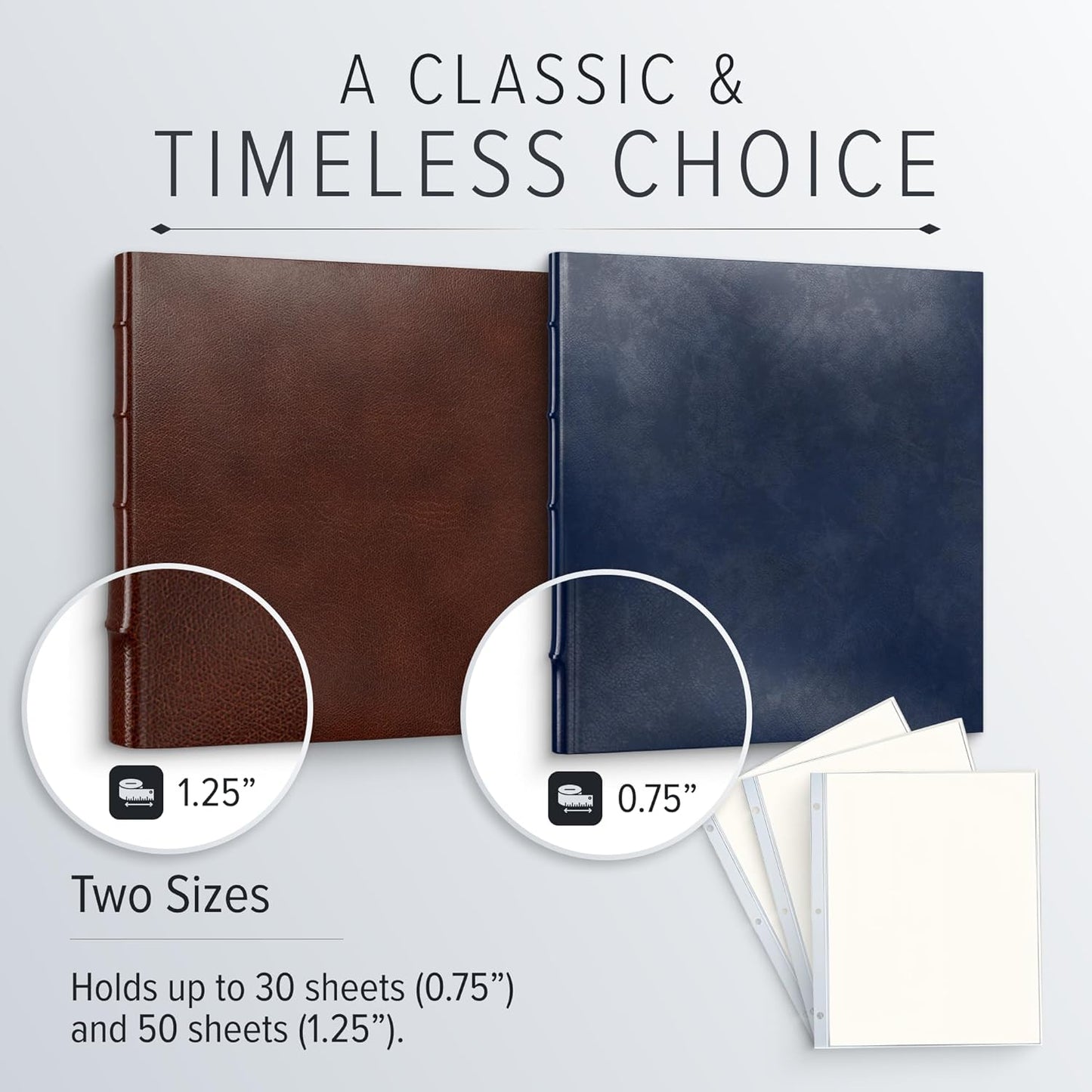 Gallery Leather 3 Ring Binder with Plastic Sleeves, Includes 10 Sheets, Sheet Size: 8.5" x 11" - Presentation Binder Rings with Hubbed Spine, Thick: 0.75" Belfast Burgundy