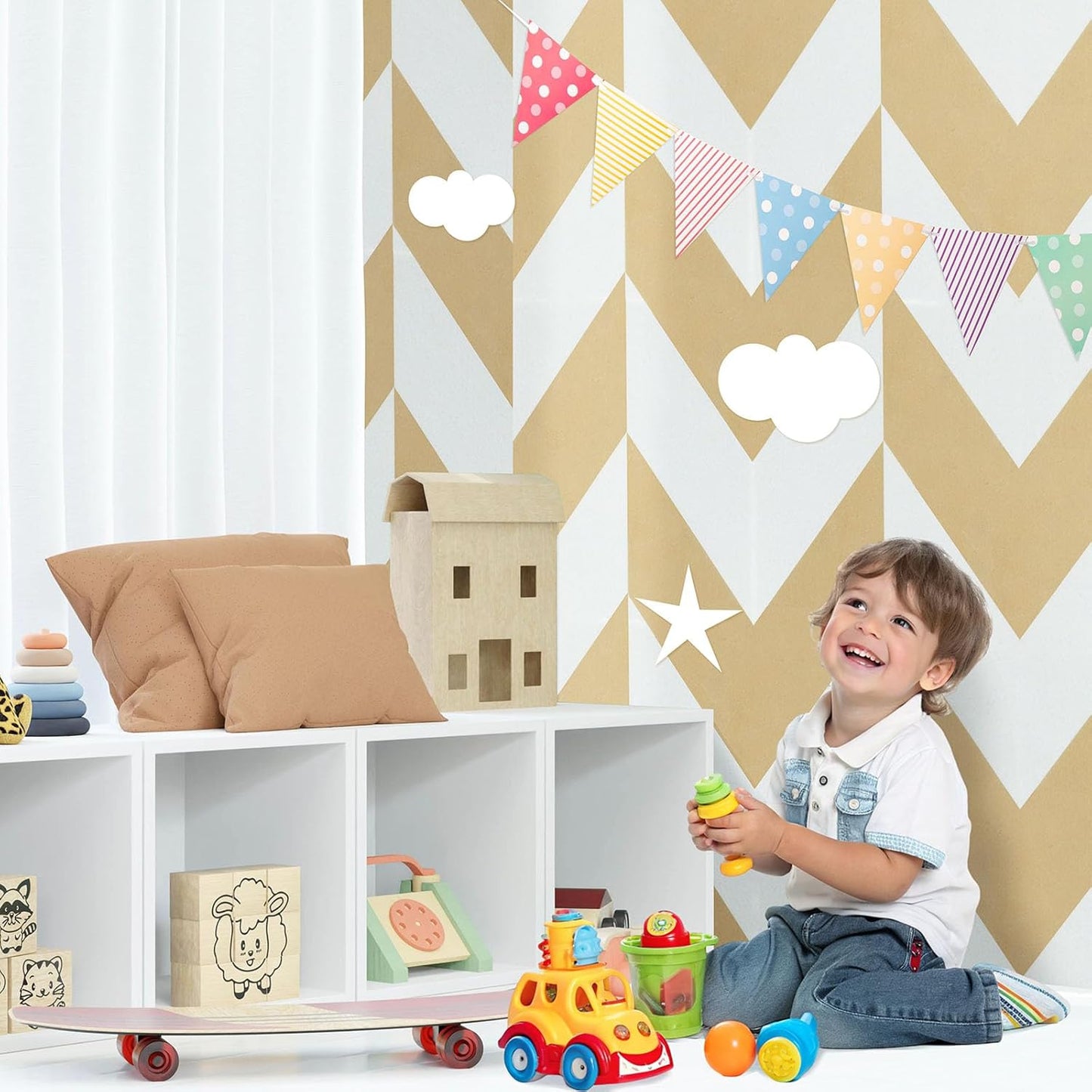 Smarpau Felt Cork Board 48"x36", 12 Pack Large Bulletin Board with 50 Removable Adhesive Tabs 35 Pushpins, Pin Board Tack Board, Cork Bulletin Boards for Home Office Decor