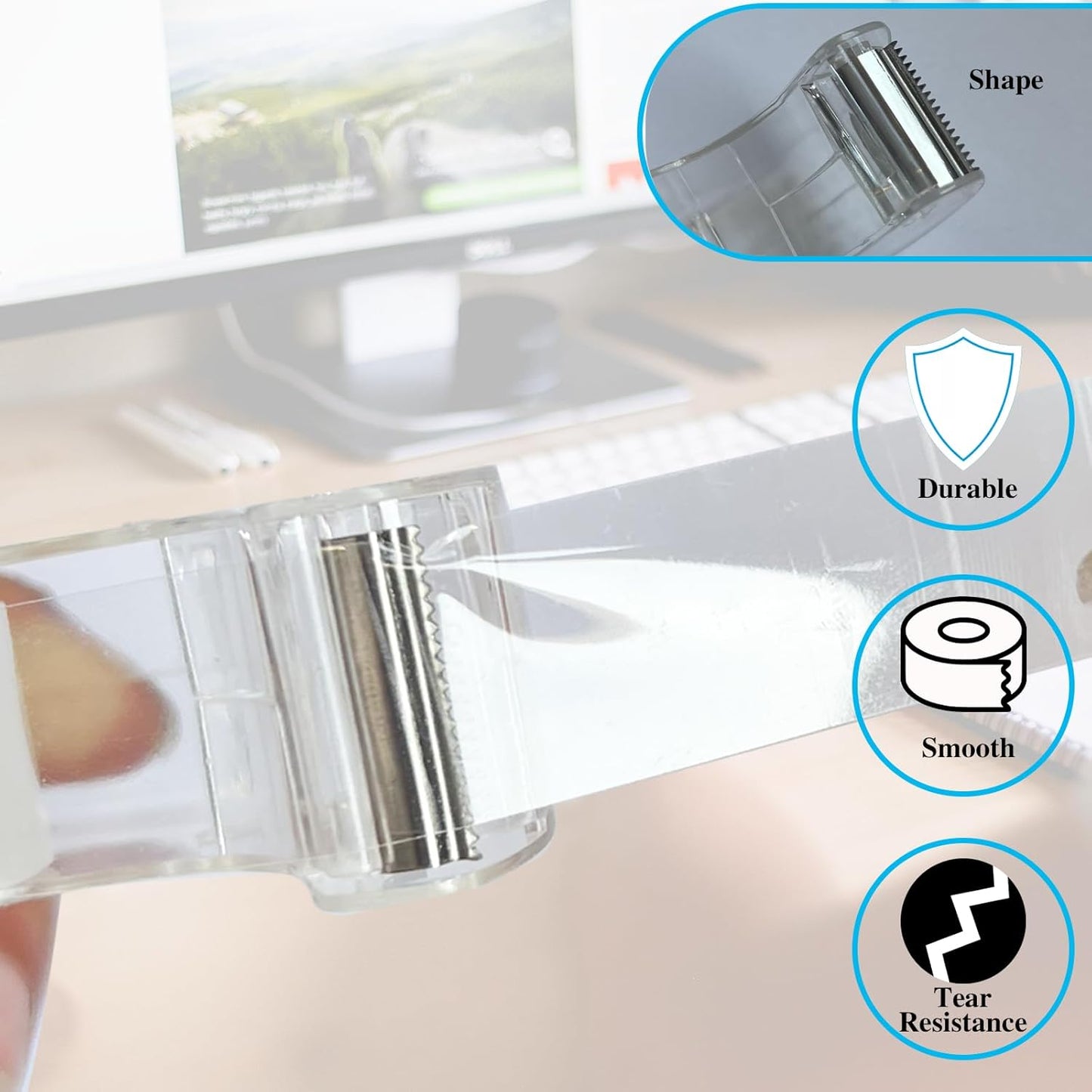 Tape, Clear Tape,Transparent Tape for Office Supplies and School Supplies,Glossy Finish,3/4 in x 720 in, Dispensered, 24 Pack