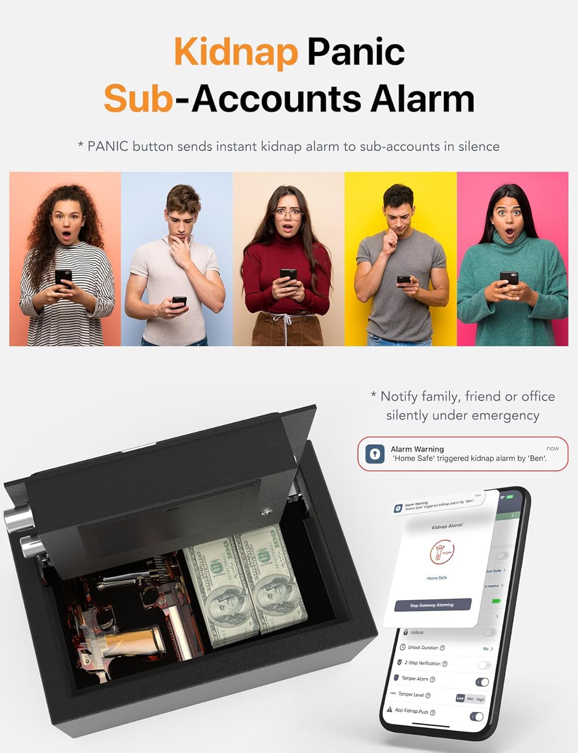 FORFEND Smart Home Safe | WiFi Safebox App Lock/Alarm | Voice Command, Kidnap Alarm, Tamper Detect, Frozen Mode, Sub Account| Digital Safes Anti Theft