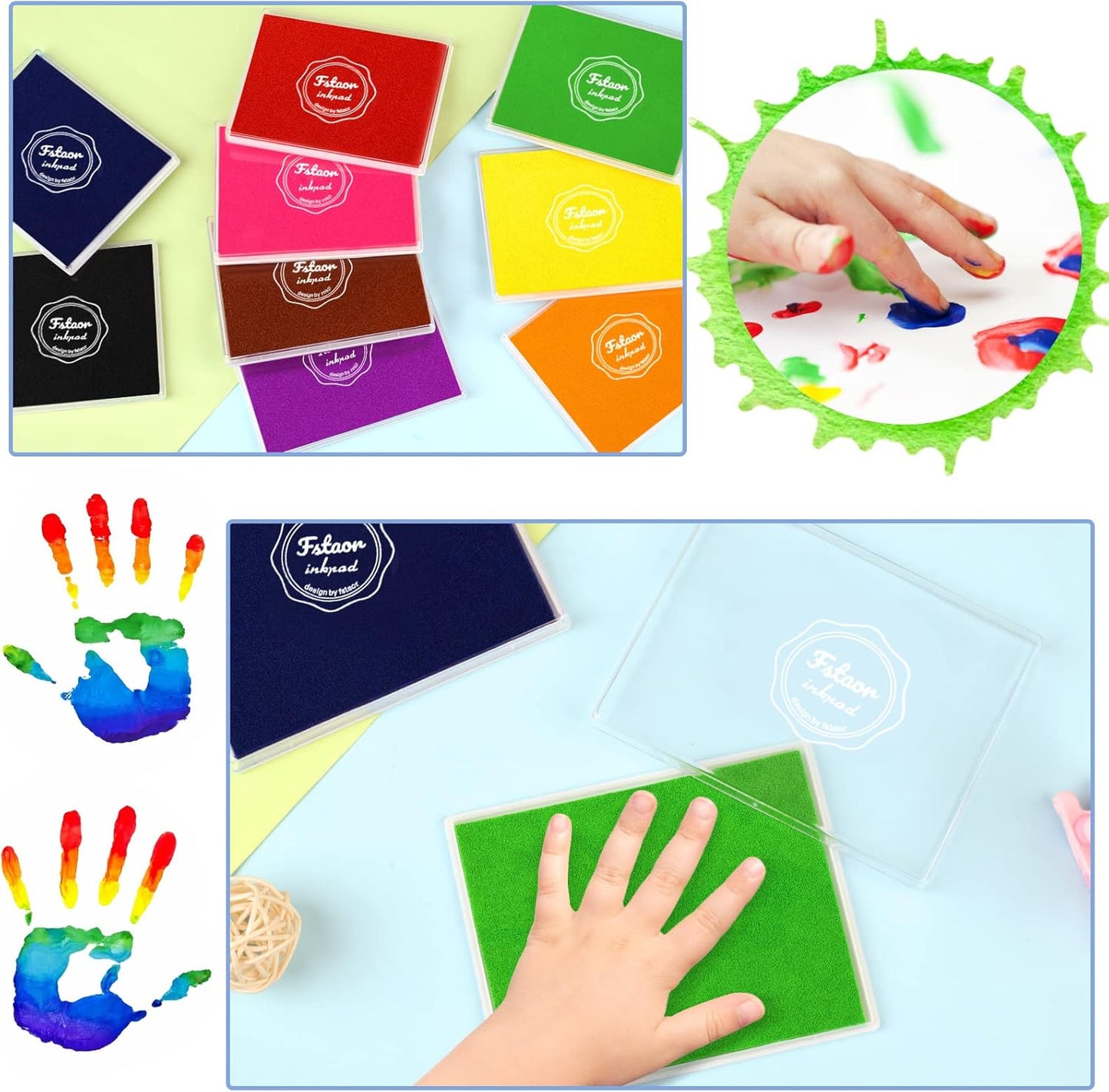 Fstaor Permanent Large Purple Ink Pad for Rubber Stamps, 5x4 inch Stamp Pads for Kids Paper Wood Fabric (Purple)