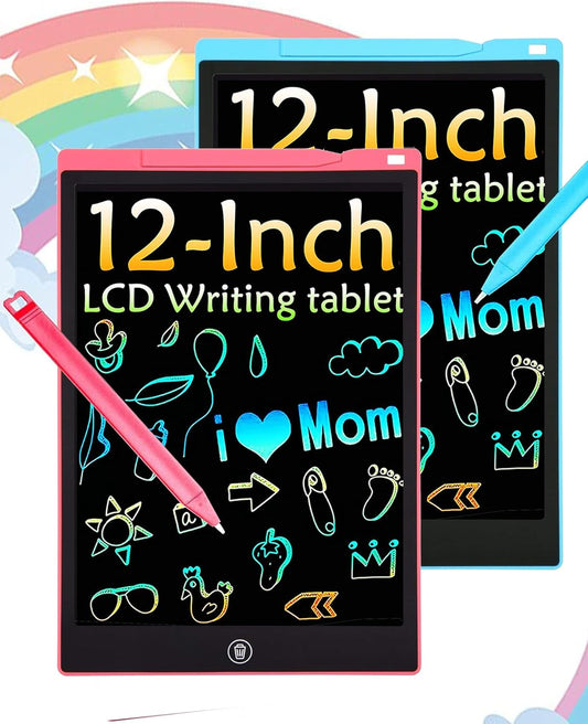 2 Pack LCD Writing Tablet, 12 inch Colorful Toddler Drawing Pad Doodle Board, Erasable Educational Toy Christmas Birthday Gift for 3 4 5 6 7 Year Old
