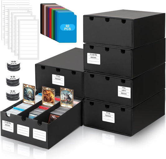 Trading Card Storage Box,18000+ Cardboard Storage Box with 60 Dividers,Label&Tapes for MTG Commander,TCG,PTCG (18000+ Card Box)
