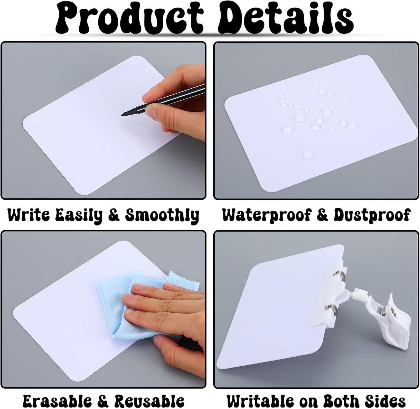 20Pack Mini Chalkboard Signs with Rotatable Clip, Erasable Double Sided Blackboard Clips Plastic Merchandise Sign Display Clip Holder for Food, Store Signs Displays (White)