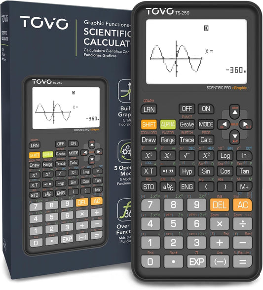 TOVO Scientific Calculator with Graphing Functions, Multiple Modes, 360 Functions, Large Screen, Intuitive Interface for Beginners, High School & Advanced Courses, TS-259 (Developed by CATIGA)