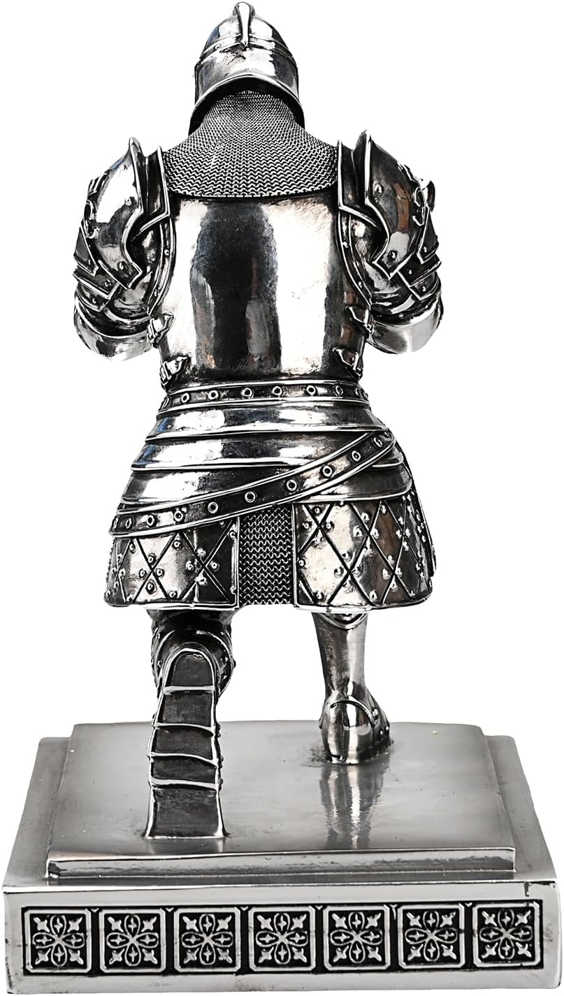 King's Guard Knight Pen Holder Pen Stand Desk Organizers and Accessories Resin Pencil Holder as Gift for Office and Home (Silver(Plating))