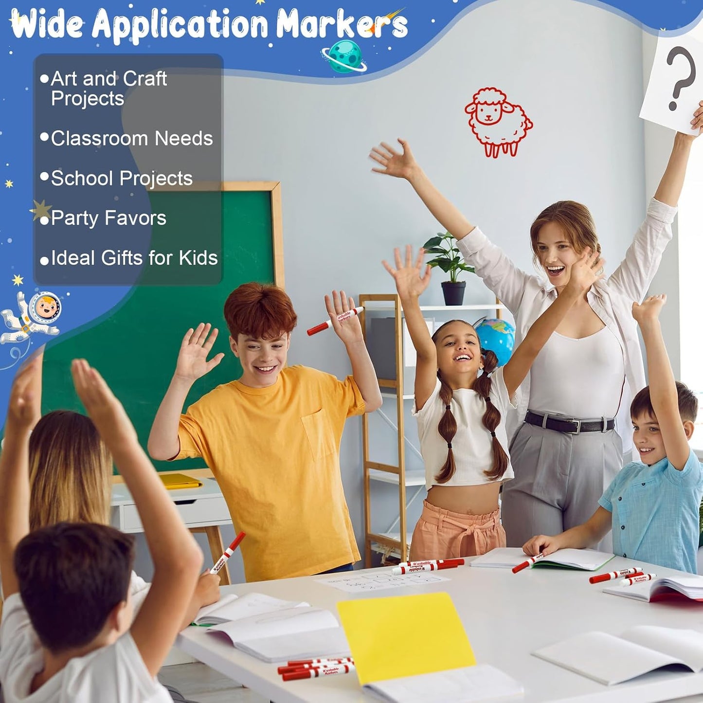 Janlaugh 60 Pcs Red Washable Markers Bulk Coloring Broad Line Markers for Kids Conical Tip Red Drawing Pens for Classroom Back to School Travel Art Baby Shower Gender Reveal Supplies, Ages 6+