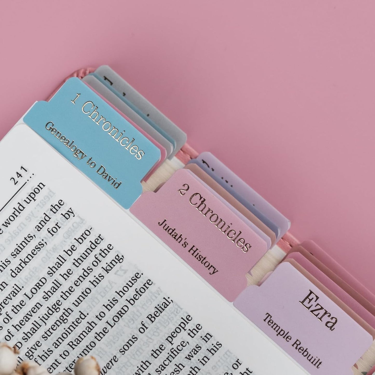 UPAFEXXI-Laminated Bible Tabs with Book Summaries(Gold Foil Embossed Lettering), Bible Tabs for Women and Men, Reposition Large Print Stickers, Easy to Read, 80Chapters Labels for Easy Navigation