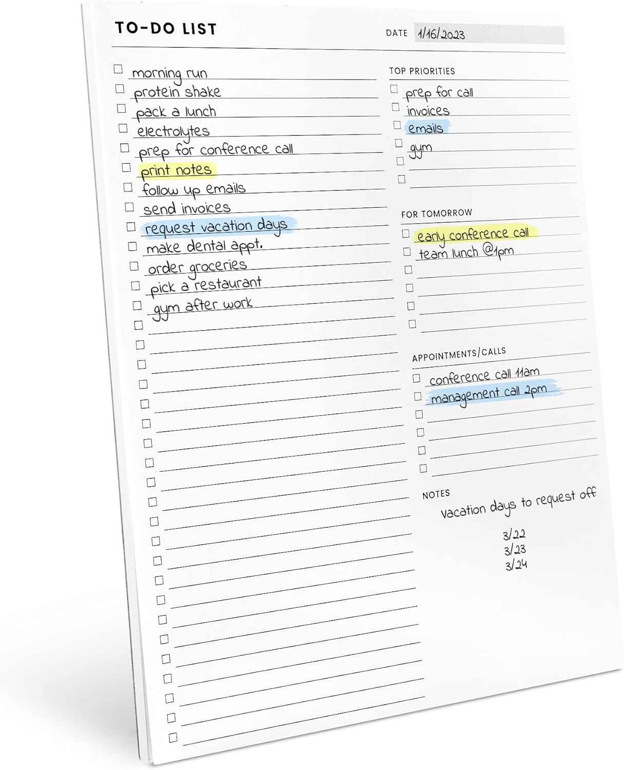 To Do List Notepad: With Multiple Functional Sections - Large Size 8.5x11" 52 Sheets - Tear Off Daily Planner Notebook - Task CheckList Organizer Agenda Pad for Work - Note, Plans, Goals, Grocery, and